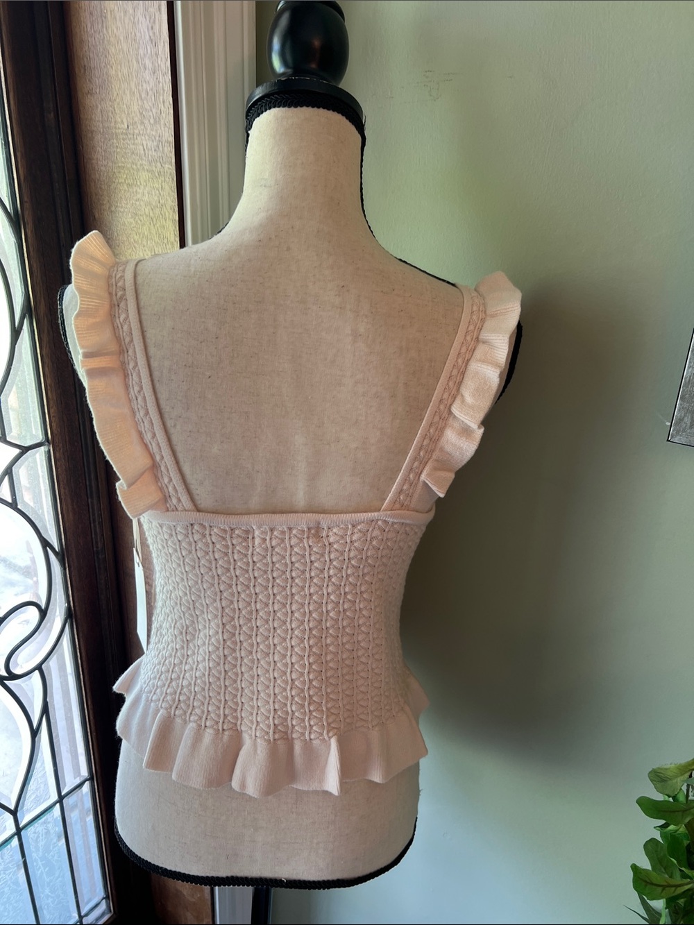 Ruffled Cable-Knit Button Front Tank - Picture 5 of 9